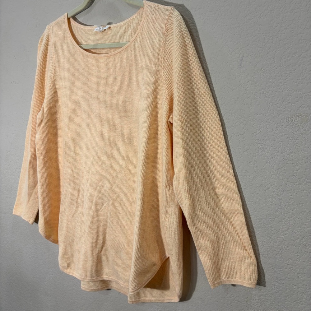 Eileen Fisher linen knit sweater orange long sleeve tunic Sz L Coastal Luxury - Picture 6 of 12